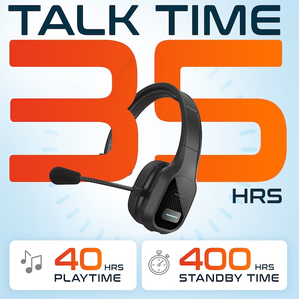 Delton 20X Wireless Computer Headset and Charging Stand Over the Head Bluetooth Headphone Auto Pair USB - DHSWC120XD