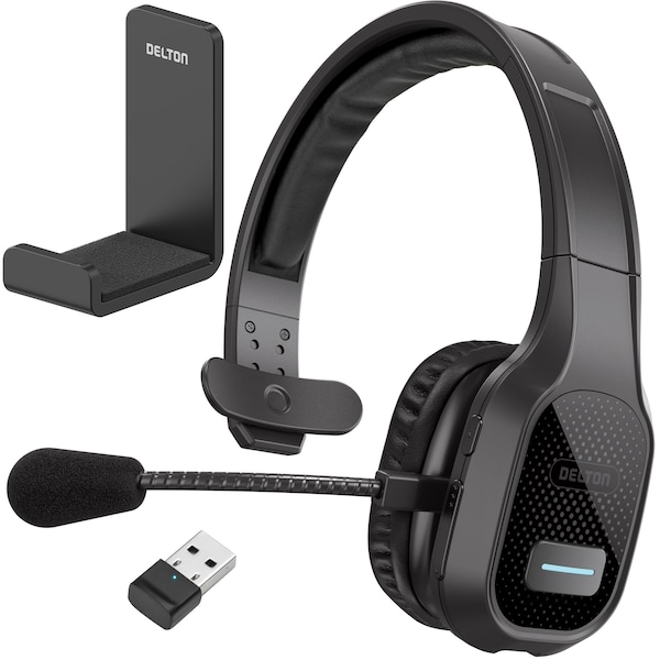 Delton 20X Wireless Computer Headset Bluetooth Headset with Auto-Pair USB with Stand 30 Hours Talk Time - DBTHEAD20XBTDLHSAS1
