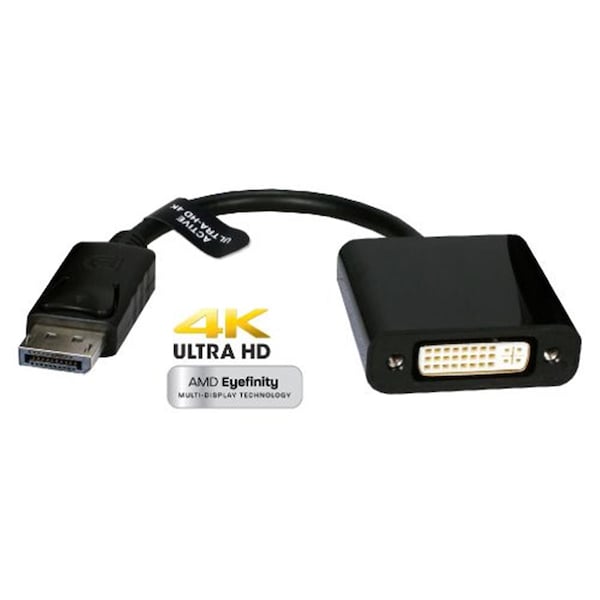 Qvs DisplayPort Male to DVI Female 4K Eyefinity Active Adaptor - DPDVI-AMF