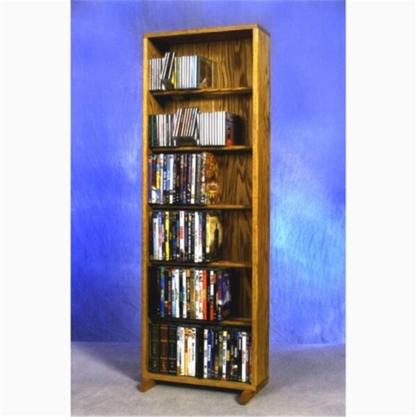 Wood Shed Solid Oak 6 Row Dowel CD-DVD Cabinet Tower - WO599565