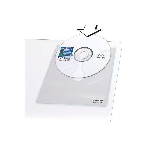 C-Line Products C-Line Products Self-Adhesive CD Holder, 5-1/3in x 5-2/3in, 10 Holders/Pack, 5 Packs/Set - 70568-BX
