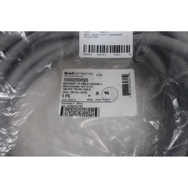Cable de cordón Brad Harrison Devicenet Mini-Change 5P M/H M/M St/St 18M - 1300250095 DN11A-M180