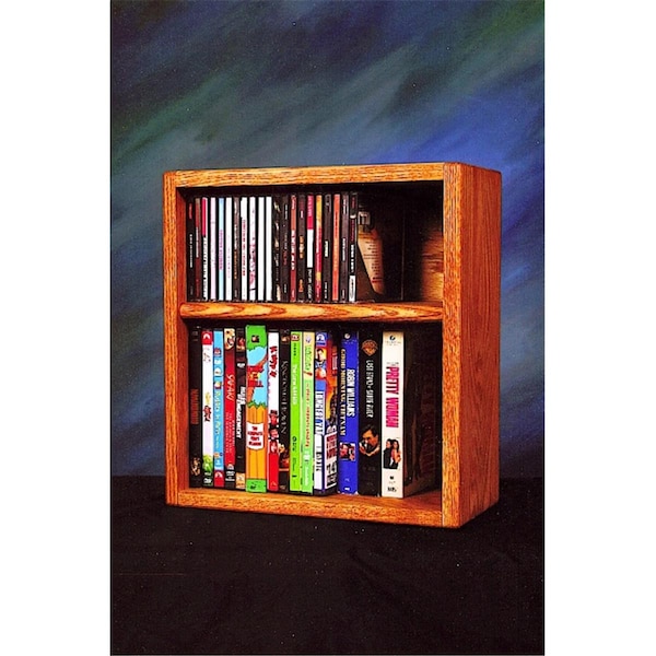 Wood Shed Solid Oak desktop or shelf for CDs and DVDs- VHS Tapes - 211-1 W