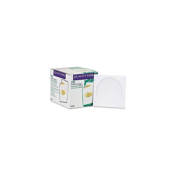Quality Park Quality ParkTM CD/DVD Sleeves, 5x5, 24lb, White, 250/Box - 62905