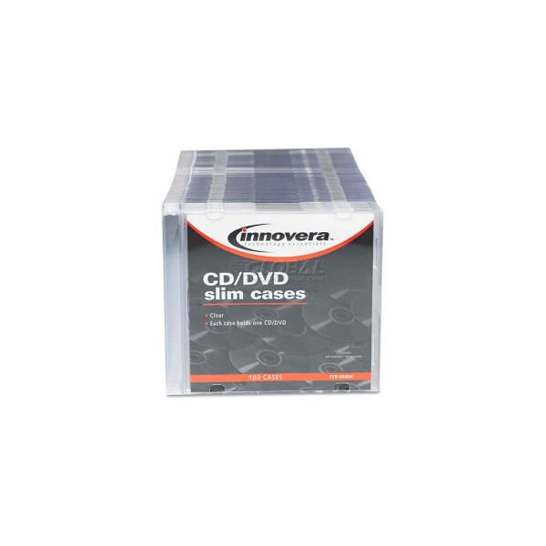 Innovera Innovera 85800 CD/DVD Polystyrene Thin Line Storage Case, Clear, 100/Pack - 85800