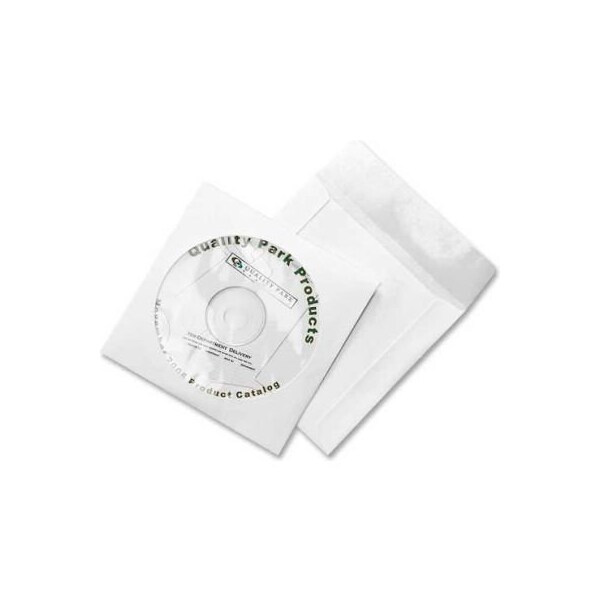 Quality Park Quality Park CD/DVD Sleeves, Moisture/Tear Resistant, 4-7/8in X 5in, 100/Pk, White - 77203