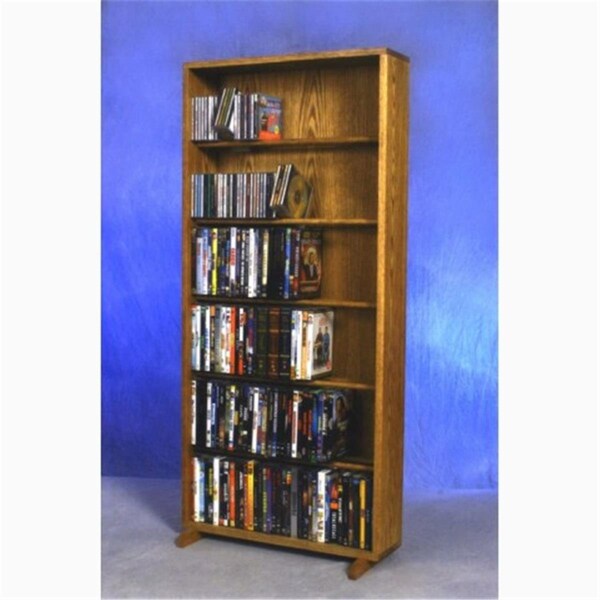 Wood Shed Solid Oak 6 Row Dowel CD-DVD Cabinet Tower - WO599566