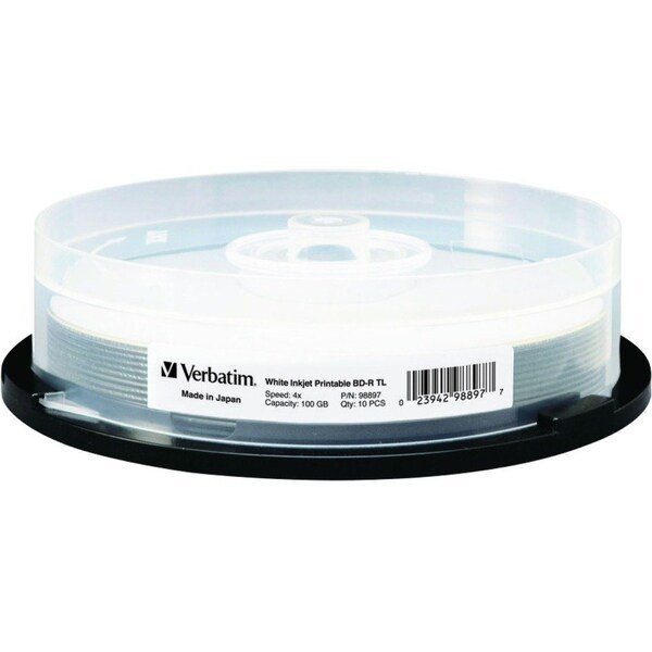 Verbatim Verbatim Bdxl 100Gb 4X White Inkjet Hub Printable-10Pk Spindle - 98897