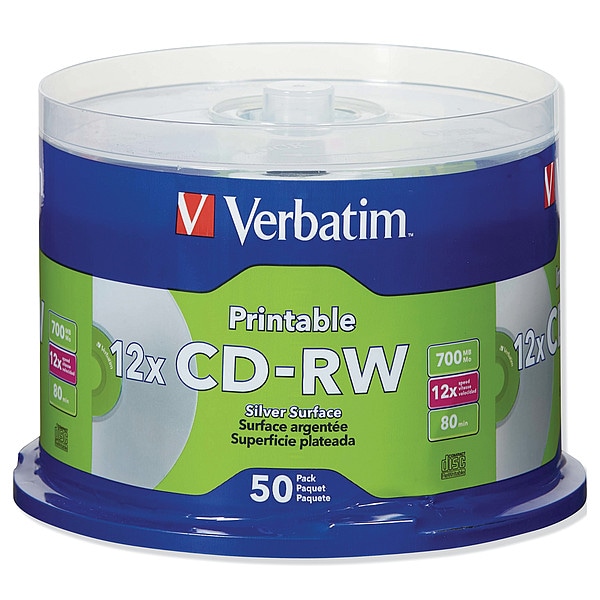 Verbatim CD-RW Disc, 700 MB, 80 min, 4x, PK50 - VER95159