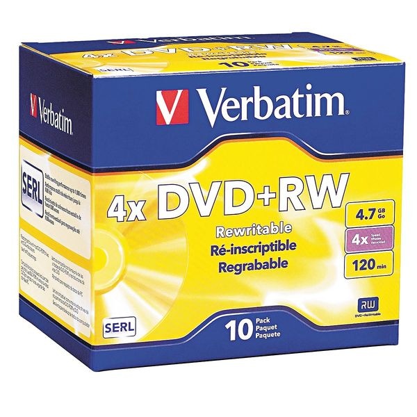 Verbatim DVD+RW Disc, 4.70 GB, 120 min, 4x, PK10 - VER94839