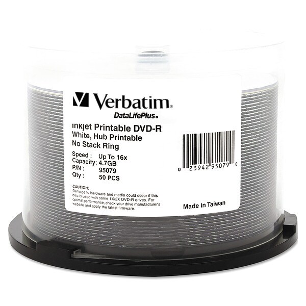 Verbatim DVD-R Disc, 4.70 GB, 120 min, 16x, PK50 - VER95079