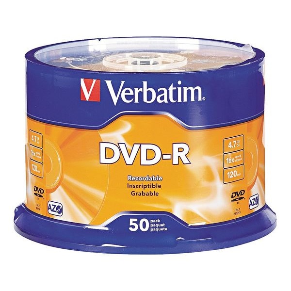 Verbatim DVD-R Disc, 4.70 GB, 120 min, 16x, PK50 - VER95101