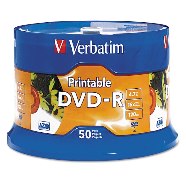 Verbatim Disc, Dvd-R, 16x, Ij, 50, White, PK50 - 95137