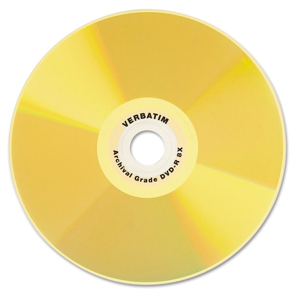 Verbatim UltraLife Gold Archival Grade DVD-R, 4.7 GB, 16x, Spindle, Gold, PK50, 50PK - 95355