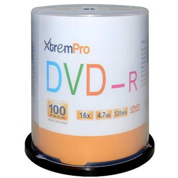 Xtrempro DVD-R 16X 4.7 GB 120 Minute DVD with Blank Discs Spindle, 100PK - XT131693