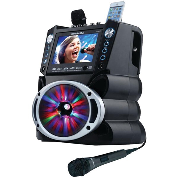 Karaoke Usa DVD-CD Plus G-MP3 Plus G Bluetooth Karaoke System w/TFT Color Screen & LED Sync Lights, Blk - 7 in. - KA392253