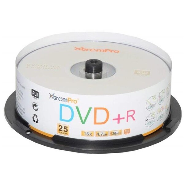 Xtrempro Xtrempro 11025 DVD-R 16X 4.7GB 120Min Recordable DVD Blank Discs in Spindle - Pack of 25 - 11025