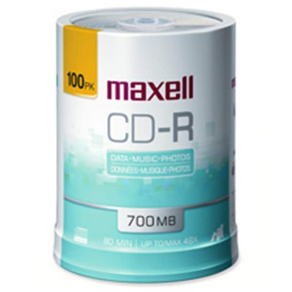 Maxell CD-R Discs- 48X- 700MB-80MIN- Printable- White, 100PK - MA463297