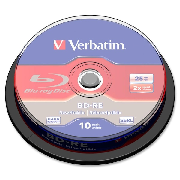 Verbatim Verbatim Bd-Re 25Gb 2X w/ Branded Surface-10Pk Spindle - 43694
