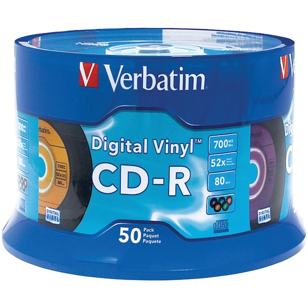 Verbatim Digital 700MB 80-Minute Vinyl CD-R with 50pcs Spindle - 94587