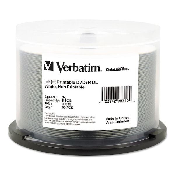 Verbatim DVD RDual Layer Rcordble Disc, 8.5GB, PK50 - 98319