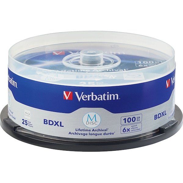 Verbatim Verbatim, M-Disc Bdxl 100Gb 4X w/ Branded, Surface - 25/Pk Spindle - 98914