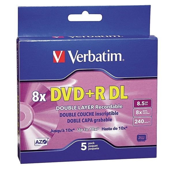 Verbatim DVD+R Dual Disc, 8.50 GB, 240 min, 8x, PK5 - VER95311