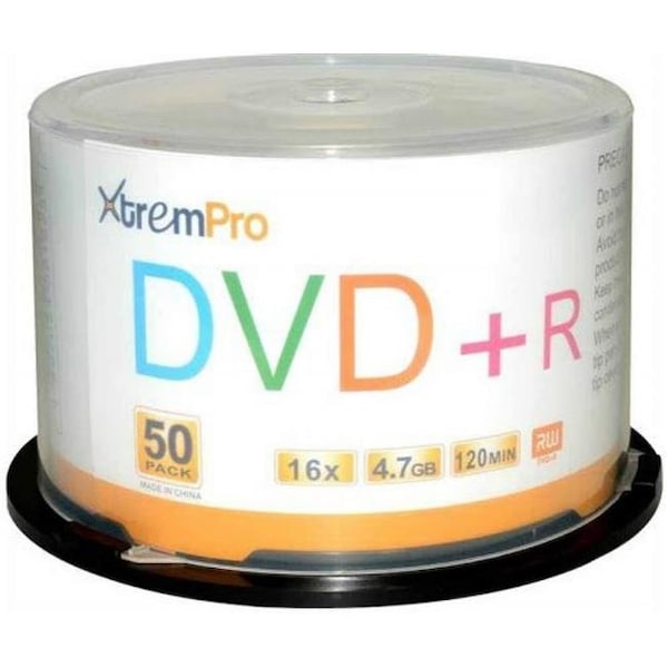 Xtrempro Xtrempro 11026 DVD Plus R 16X 4.7GB 120 Minute Recordable DVD with Blank Discs Spindle - Pack of 50 - 11026