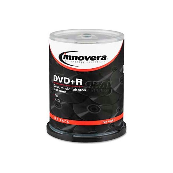 Innovera Innovera 46891 DVD+R Discs, 4.7GB, 16x, Spindle, Silver, 100/Pack - 46891
