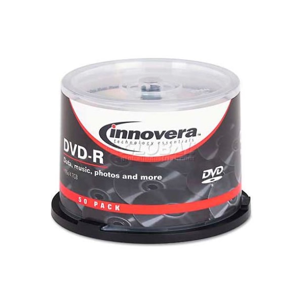 Innovera Innovera 46850 DVD-R Discs, 4.7GB, 16x, Spindle, Silver, 50/Pack - 46850