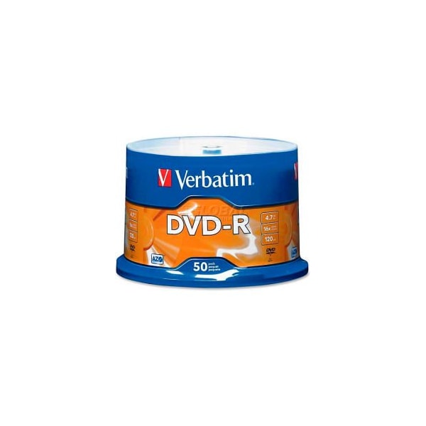 Verbatim Americas Verbatim DVD-R, 95101, 16X Speed, 4.7GB, For Recoreders/Drives, Branded, 50/Pk - 95101