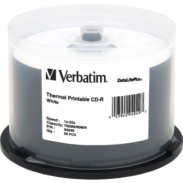 Verbatim Verbatim Datalifeplus - Cd-R 700 Mb ( 80Min ) 52X - White - Thermal - 94949