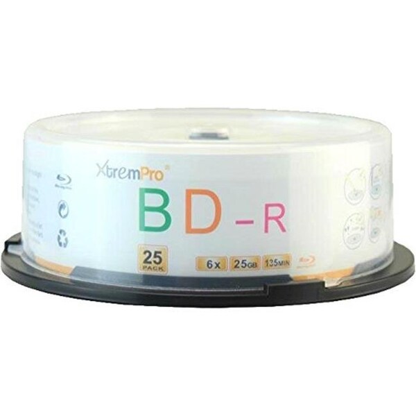 Xtrempro Xtrempro 11051 BD-R 6X 25GB 135Min Blu-Ray Blank Discs in Spindle - Pack of 25 - 11051