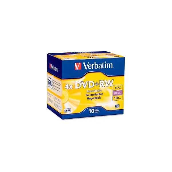 Verbatim Americas Verbatim DVD+RW, 94839, 1X-4X Speed, 4.7GB, Branded, 10/Pk - 94839