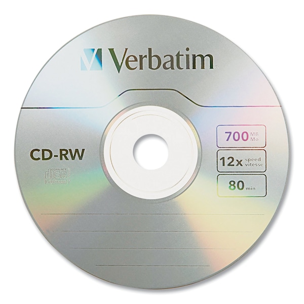 Verbatim CD-RW Disc, 700MB/80min, 4X/12X, Spndl, PK25 - VER95155