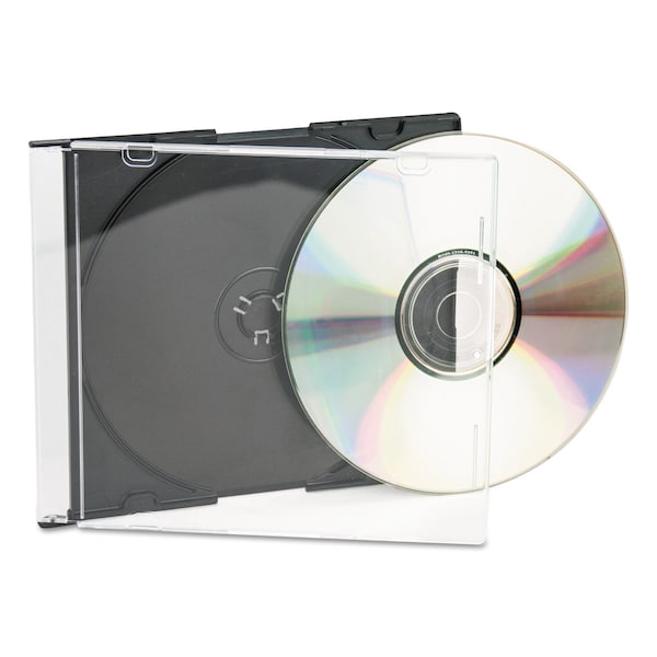 Innovera CD/DVD Slim Jewel Cases, Clear/Black, PK50 - IVR85826