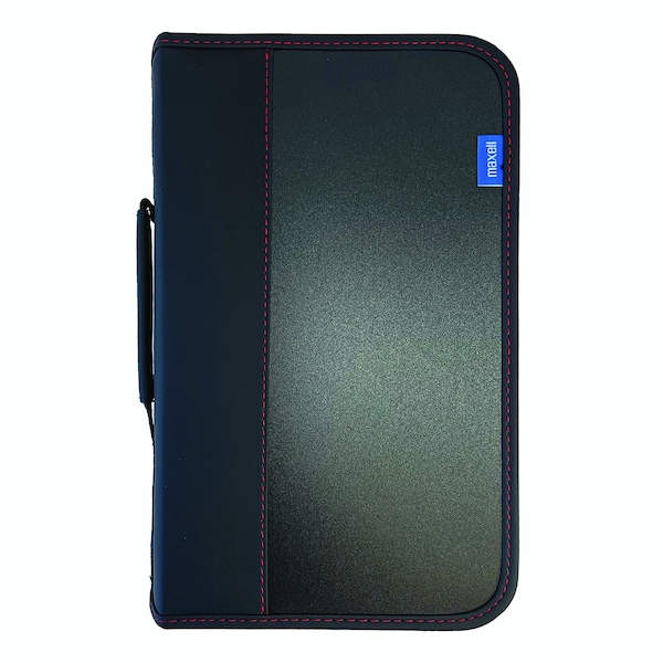 Maxell CD/DVD DISC MEDIA TRAVEL CASE 96ct CLOTH, ZIPPERED, PLASTIC SLEEVE INSERTS BLACK - 197298