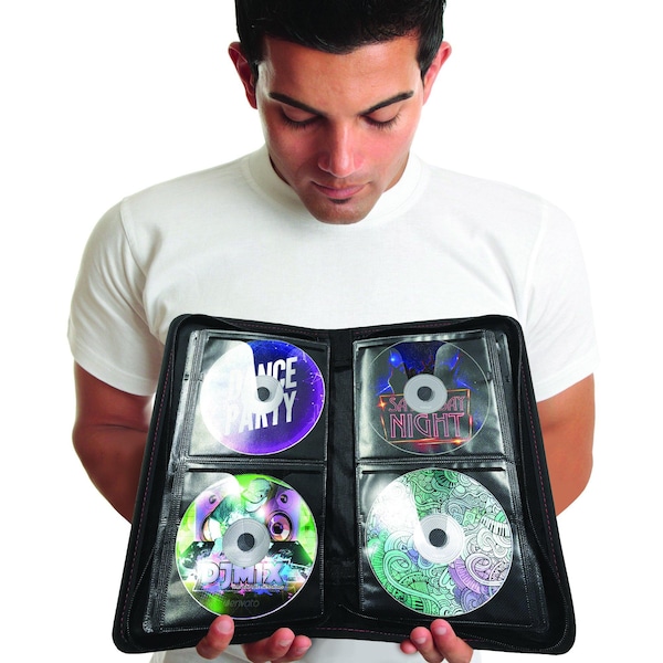 Maxell CD/DVD DISC MEDIA TRAVEL CASE 96ct CLOTH, ZIPPERED, PLASTIC SLEEVE INSERTS BLACK - 197298
