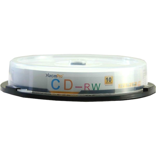 Xtrempro CD-RW 12X 700MB 80Min Recordable CD Blank Discs in Spindle, 10PK - XT131664