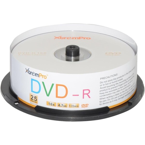 Xtrempro DVD-R 16X 4.7GB 120Min DVD Blank Discs in Spindle, 25PK - XT131662