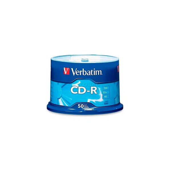 Verbatim Americas Verbatim CD-R Discs, 94691, 52x, 700MB/80Min, Branded, Spindle, 50/Pk - 94691