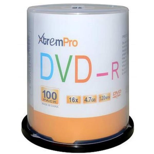 Xtrempro Xtrempro 11033 DVD-R 16X 4.7 GB 120 Minute DVD with Blank Discs Spindle - Pack of 100 - 11033