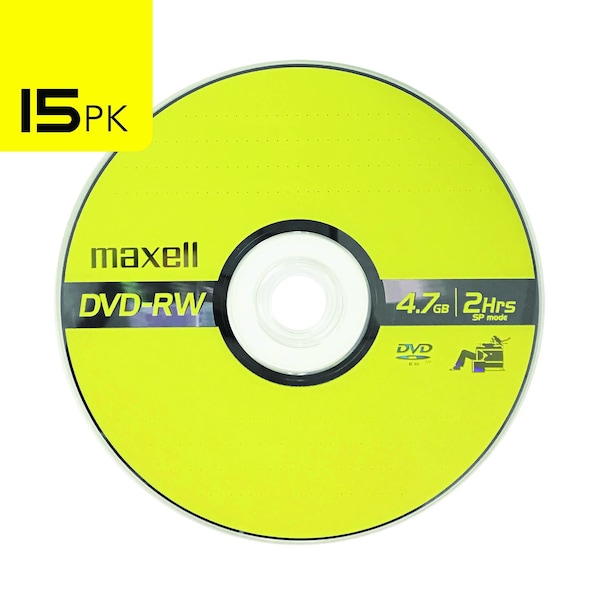 Maxell DVD+RW REWRITABLE 4.7GB UP TO 120 MIN RECORDING 15PK SPINDLE, 5PK - 635117