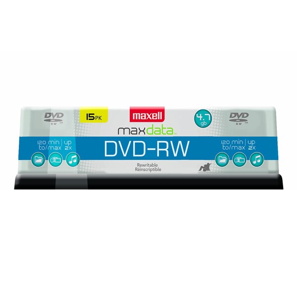 Maxell DVD+RW REWRITABLE 4.7GB UP TO 120 MIN RECORDING 15PK SPINDLE, 5PK - 635117