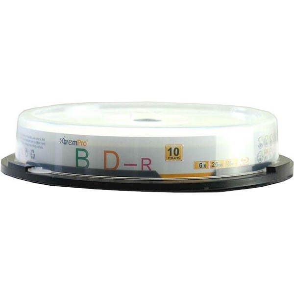 Xtrempro Xtrempro 11049 BD-R 6X 25GB 135Min Blu-Ray Blank Discs in Spindle - Pack of 10 - 11049