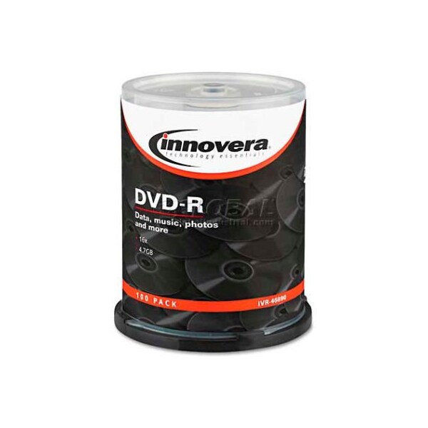 Innovera Innovera 46890 DVD-R Discs, 4.7GB, 16x, Spindle, Silver, 100/Pack - 46890
