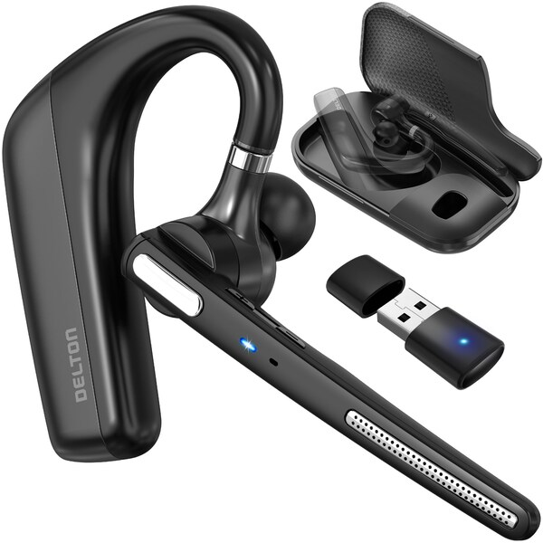 Delton 90X Ultralight Executive Wireless Noise Canceling Bluetooth Headset w/ Auto-Pair USB for Laptop/ PC - DBTHEAD90XBTDL