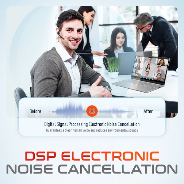Delton 95X Ultralight Executive Wireless Noise Canceling Bluetooth Headset w/ Auto-Pairing USB - DBH95X