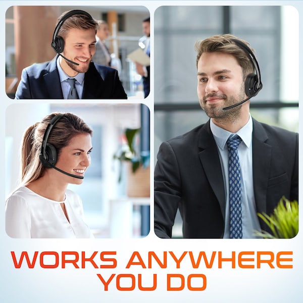Delton 60X Wireless Bluetooth Over The Head Noise Canceling Stereo Computer Headset Auto-Pair USB - DBTHEAD60XBTDL
