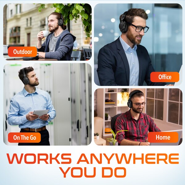 Delton M201D Wireless Computer Headset Stereo Bluetooth Headphones Over the Ear Comfort Cups w/ Microphone - DBHM201D